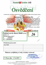 Certifikáty a osvědčení Osvědčení Dunamenti